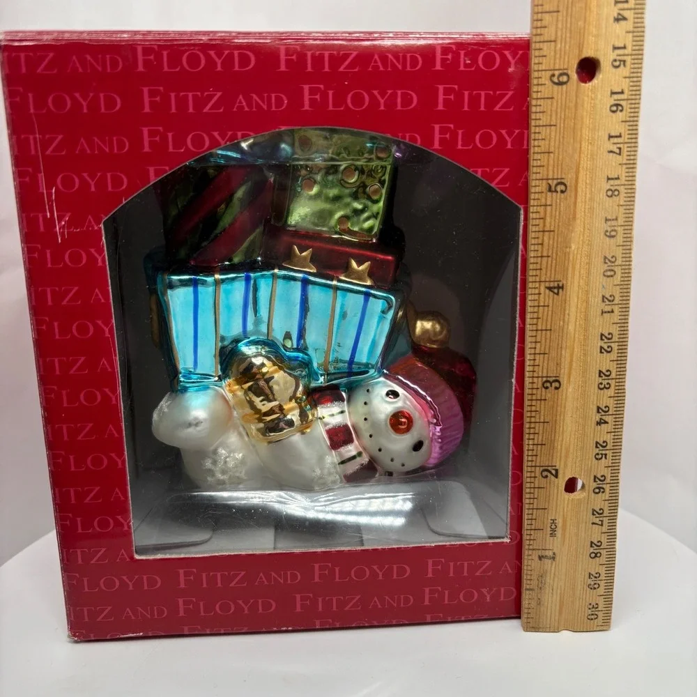 Fitz and Floyd Classics Glass Snowman Gifts Ornament Figurine Christmas‎ New